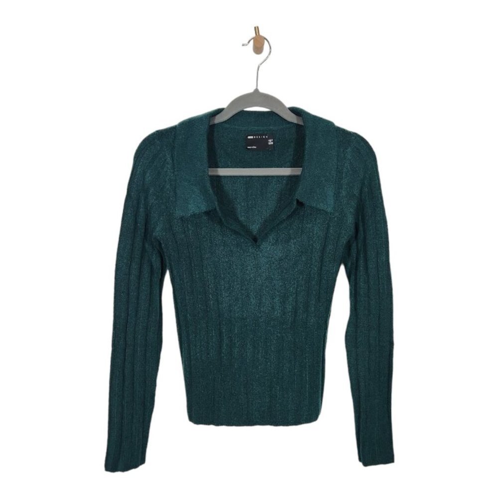 ASOS DESIGN open collar ribbed sweater in green Size US 6